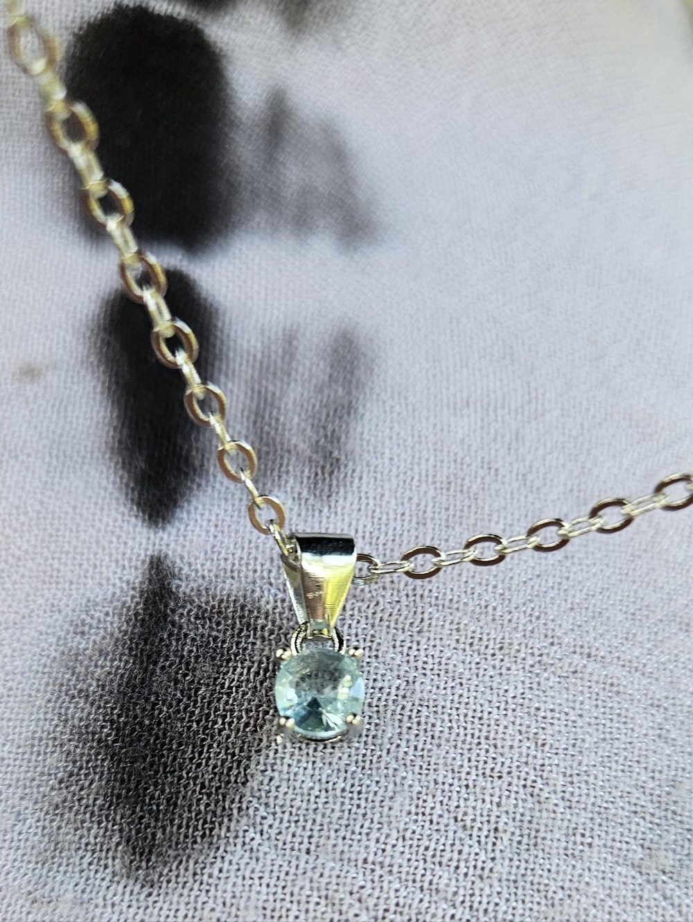 EFFY 18" March Birthstone Pendant Necklace-Aquamarine Glass-Silver-Lobster Clasp